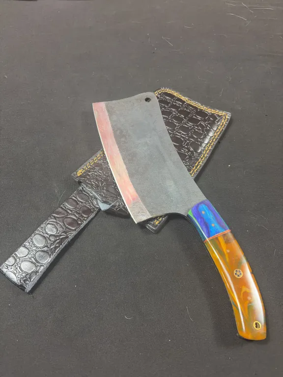 Handmade Carbon Steel Cleaver with Leather Sheath