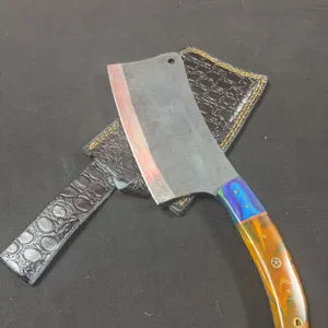 Handmade Carbon Steel Cleaver with Leather Sheath