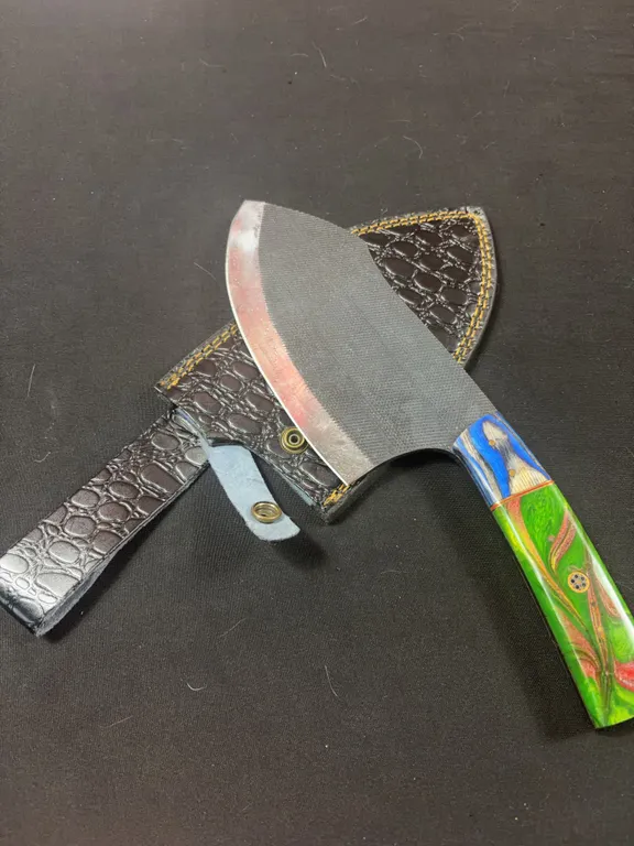 Handmade Carbon Steel Cleaver with Leather Sheath
