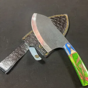 Handmade Carbon Steel Cleaver with Leather Sheath