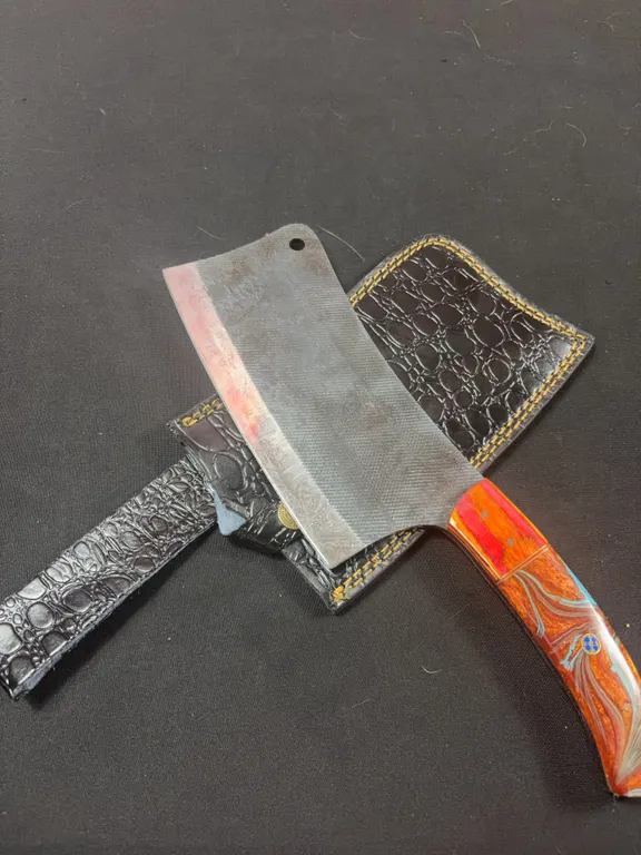 Handmade Carbon Steel Cleaver with Leather Sheath