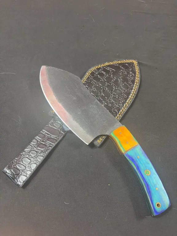 Handmade Carbon Steel Cleaver with Leather Sheath