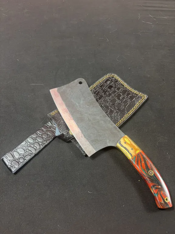 Handmade Carbon Steel Cleaver with Leather Sheath