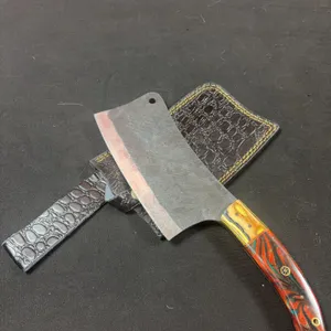 Handmade Carbon Steel Cleaver with Leather Sheath