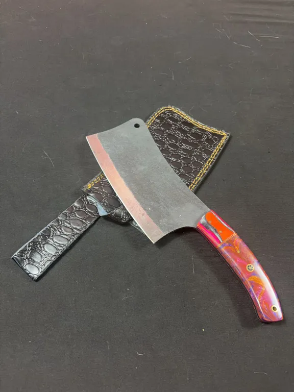 Handmade Carbon Steel Cleaver with Leather Sheath