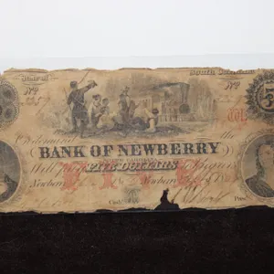 1856 Bank of Newberry South Carolina $5 Bank Note