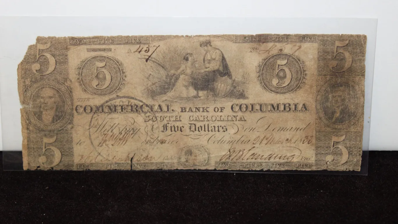 1859 Commercial Bank of South Carolina $5 Bank Note