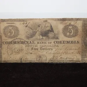 1859 Commercial Bank of South Carolina $5 Bank Note