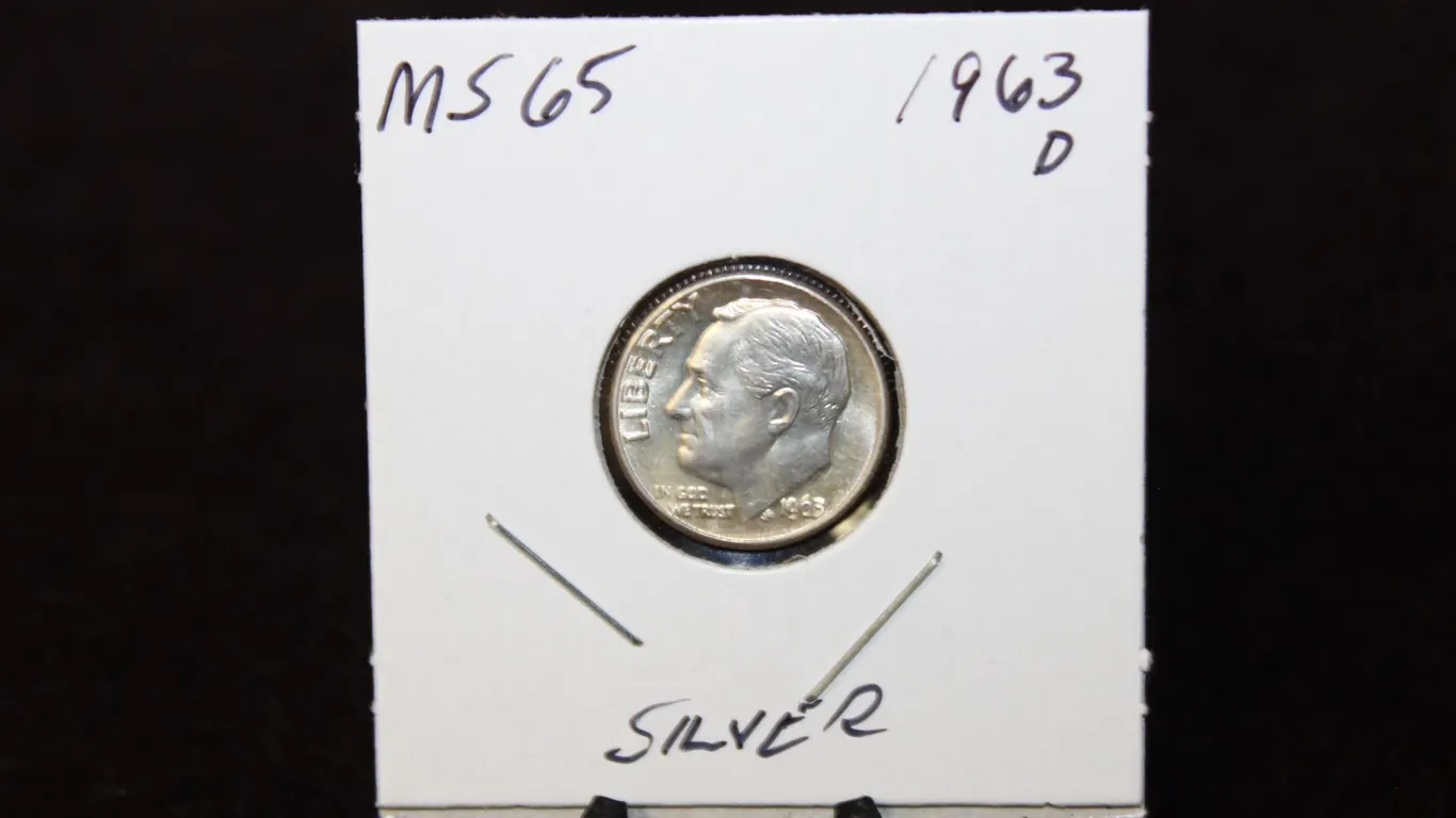 1963-D U.S. Roosevelt Silver Dime – MS65