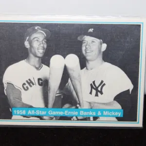 1958 All-Star Game Ernie Banks & Mickey Mantle Baseball Card