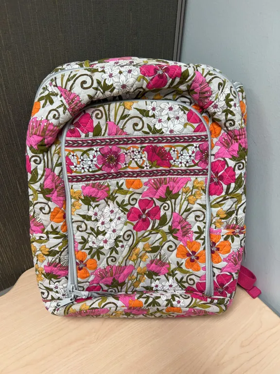 Vera Bradley Quilted Cotton Floral Backpack with Pink Lining