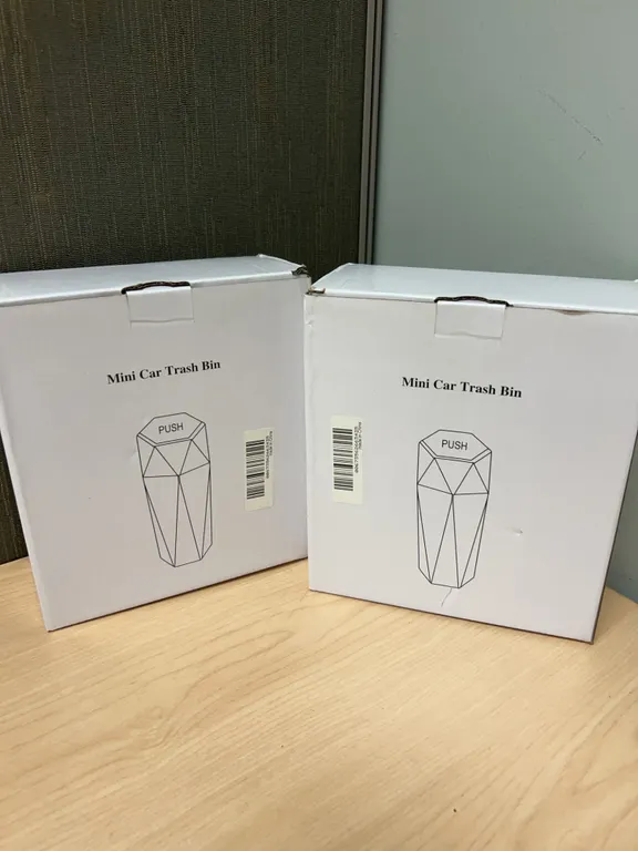 Two Mini Car Trash Bins with Push Lid Design