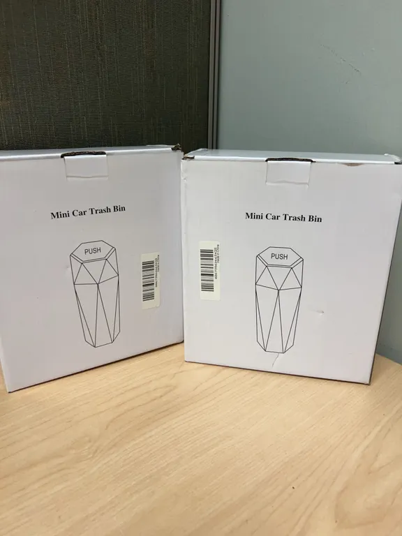 Two Mini Car Trash Bins with Push Lids