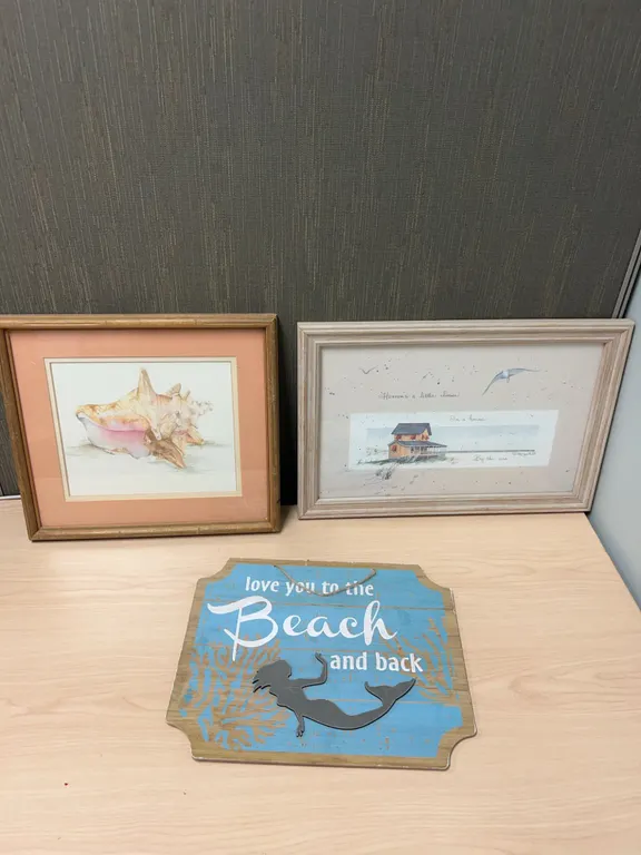 Framed Shell Watercolor, Framed Beach House Print, Beach Sign