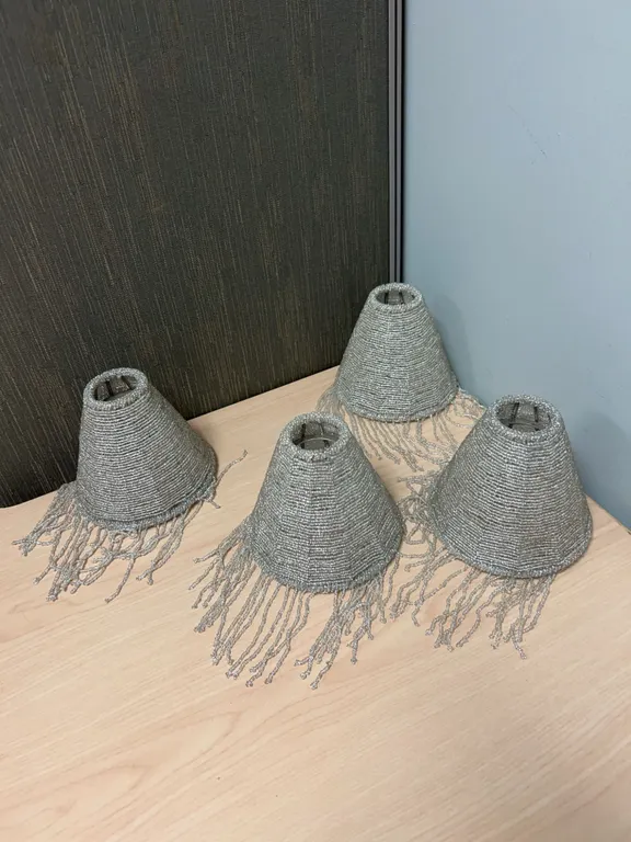 Five Beaded Miniature Lamp Shades with Fringe