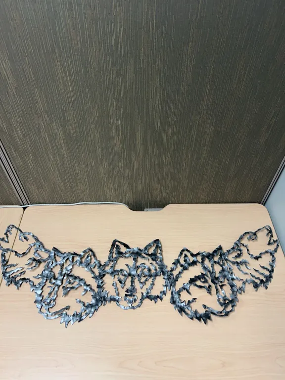 WMG 2008 Brushed Metal Wall Art Featuring Wolf Faces