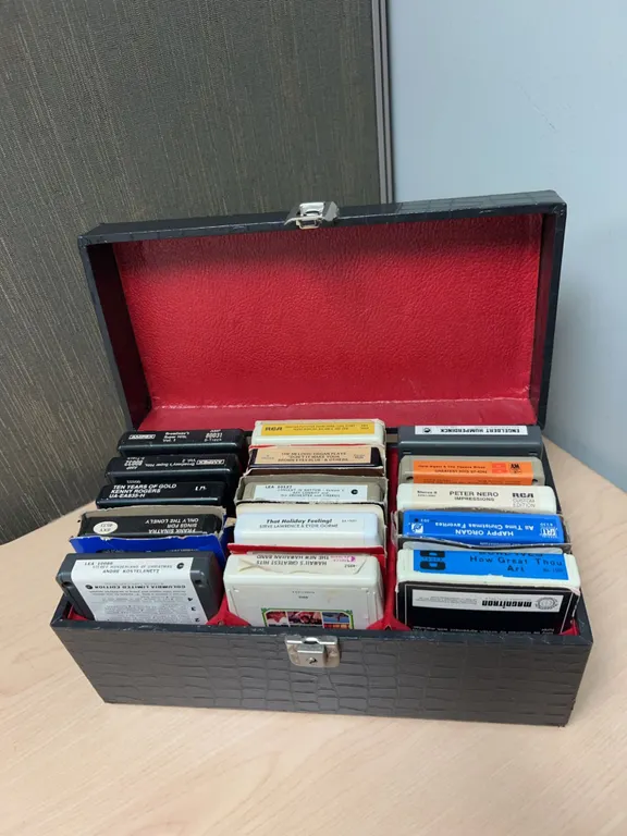 8-Track Tapes in Black Storage Case