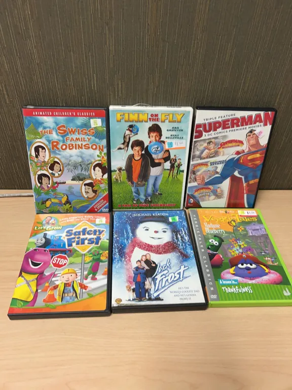 Six Assorted Children's and Family DVDs Including Superman