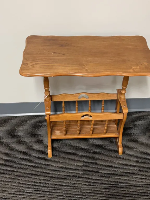Wood Side Table with Integrated Magazine Rack