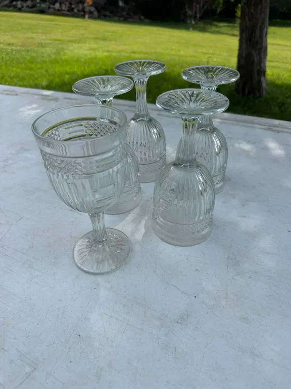 5 Cut Glass Goblets