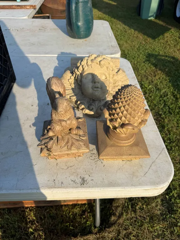 3 Cast Stone Figures