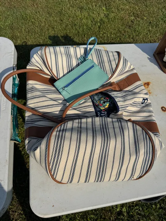 Striped Tote with Accessories