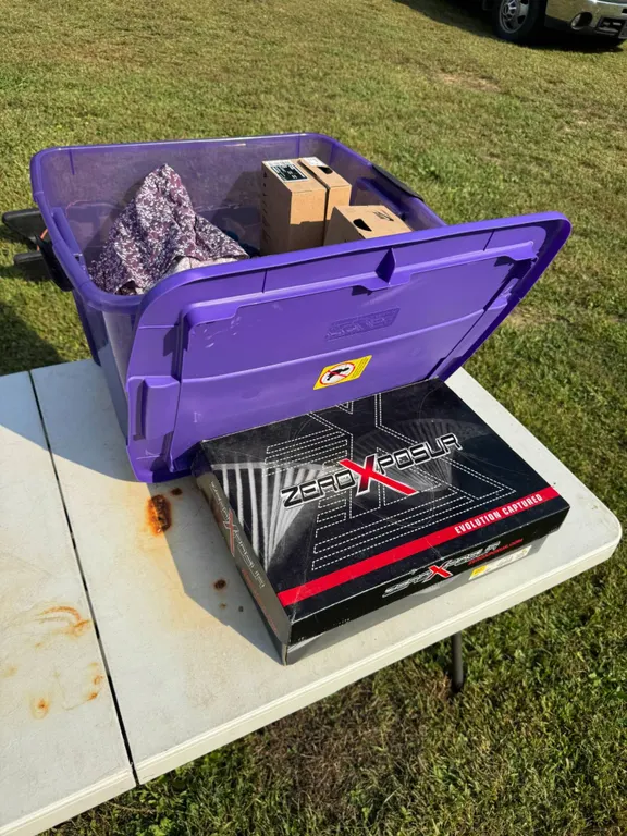 Purple Bin with NIKE Shoes and Apparel