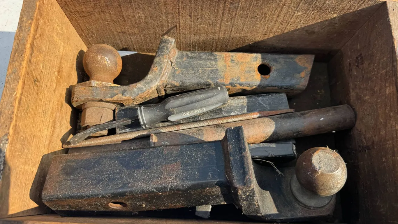 Hitch Parts In Wooden Box