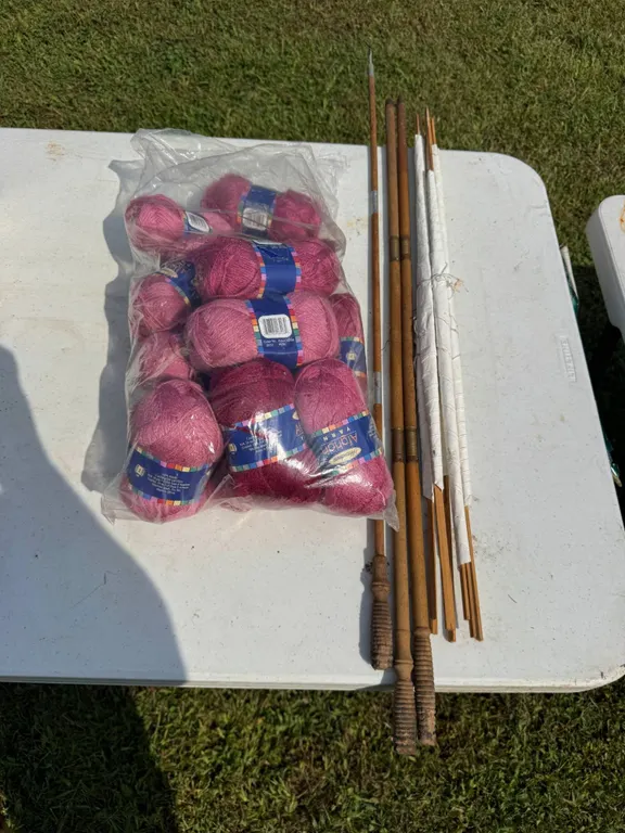 Knitting Yarn and Wooden Rods