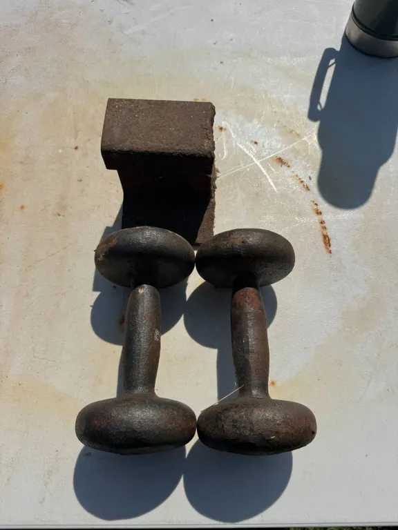 Cast Iron Dumbbells and Rail Piece