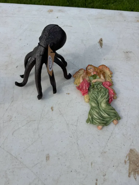 Cast Iron Octopus & Angel Figurine