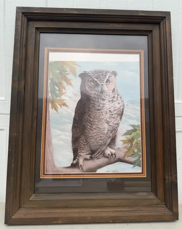 Signed Great Horned Owl Wildlife Framed Print