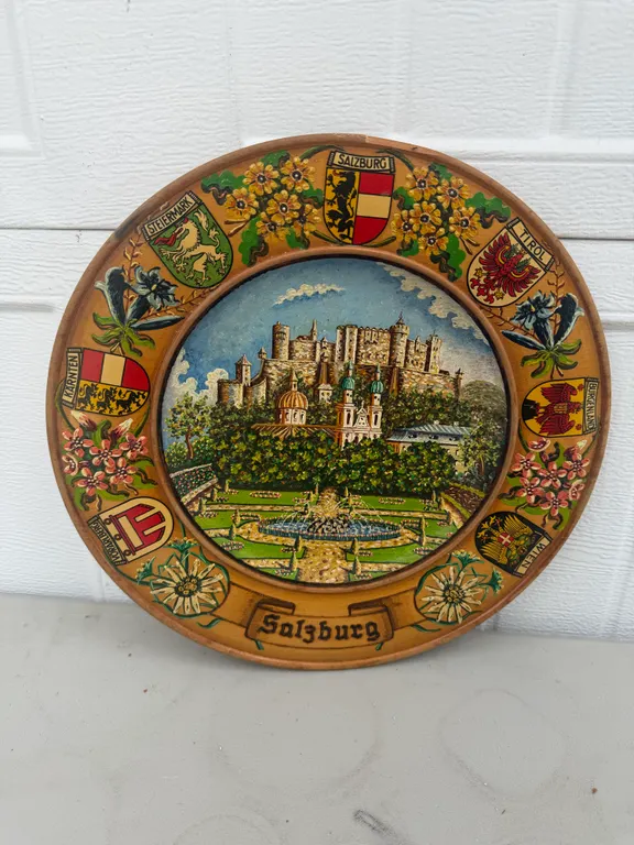Vintage Salzburg Austria Wood Souvenir Plate