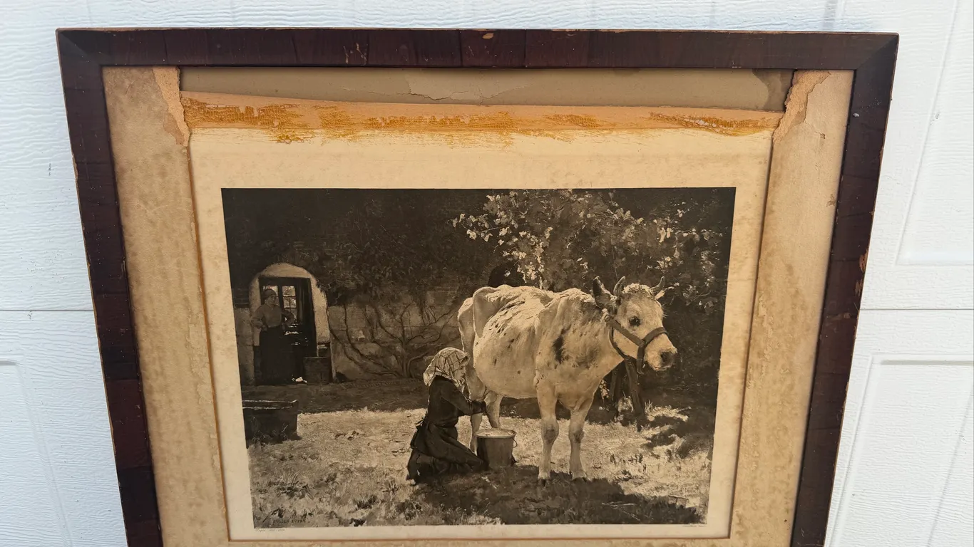 Julien Dupré Milkmaid Cow Framed Print