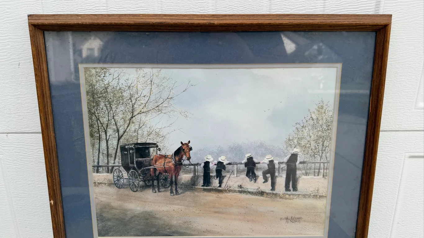 Amish Boys and Horse Buggy Framed Print