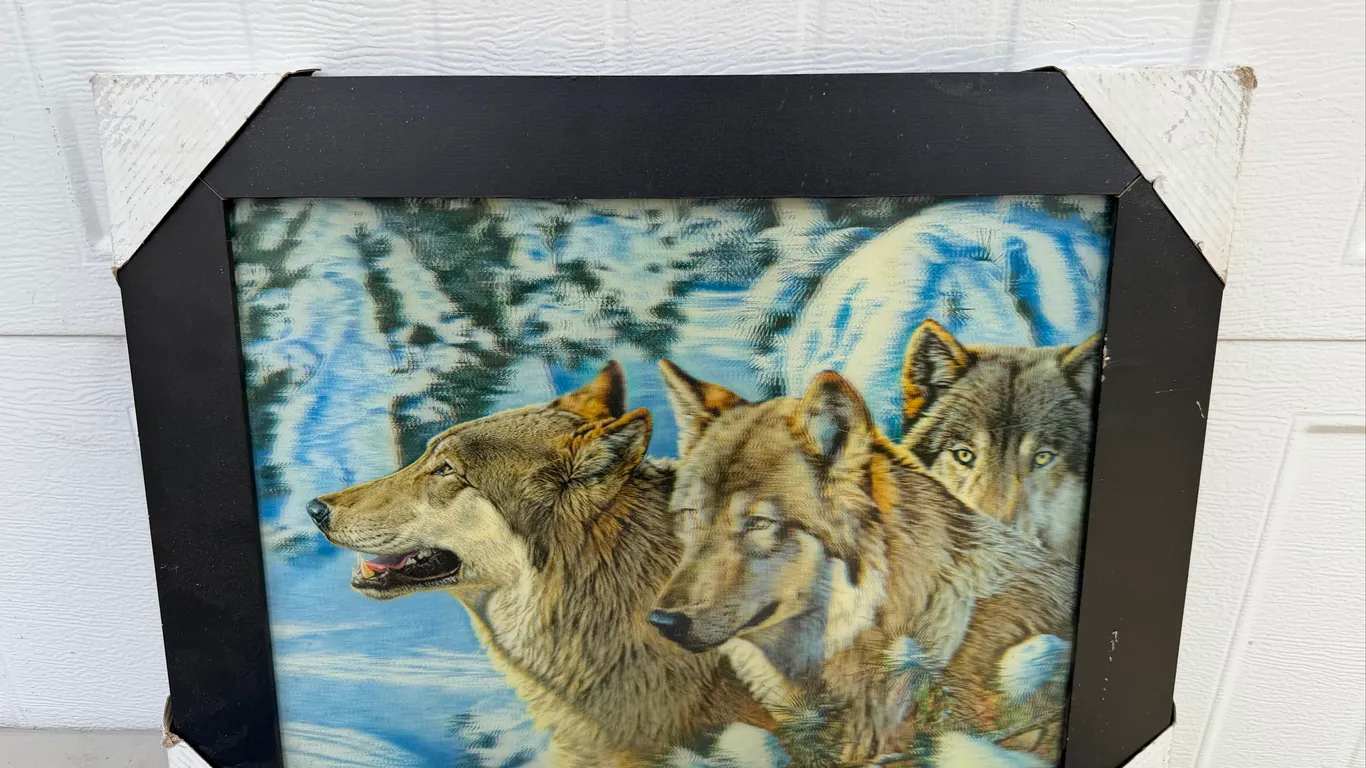 Framed Wolves in Winter Wall Art