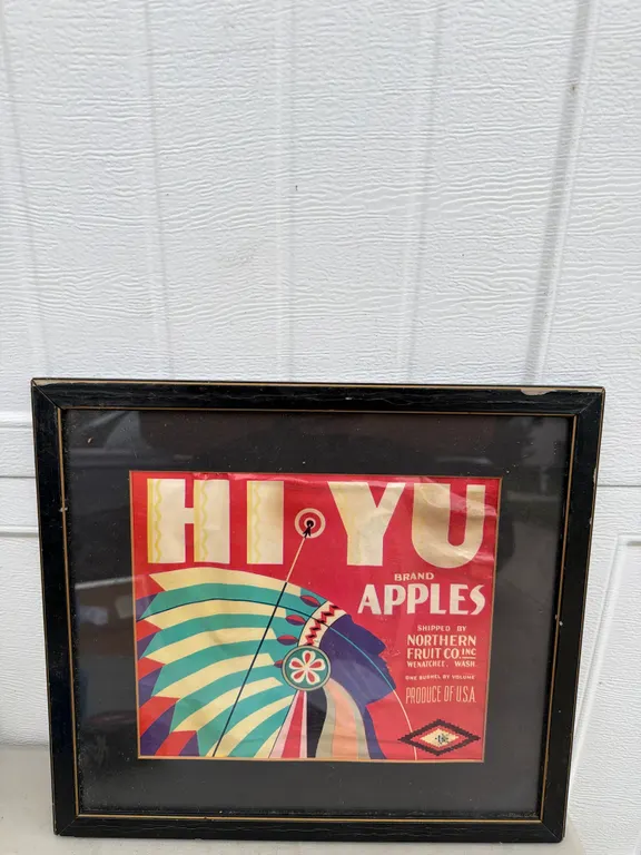 Hi Yu Apples Wenatchee Vintage Framed Crate Label