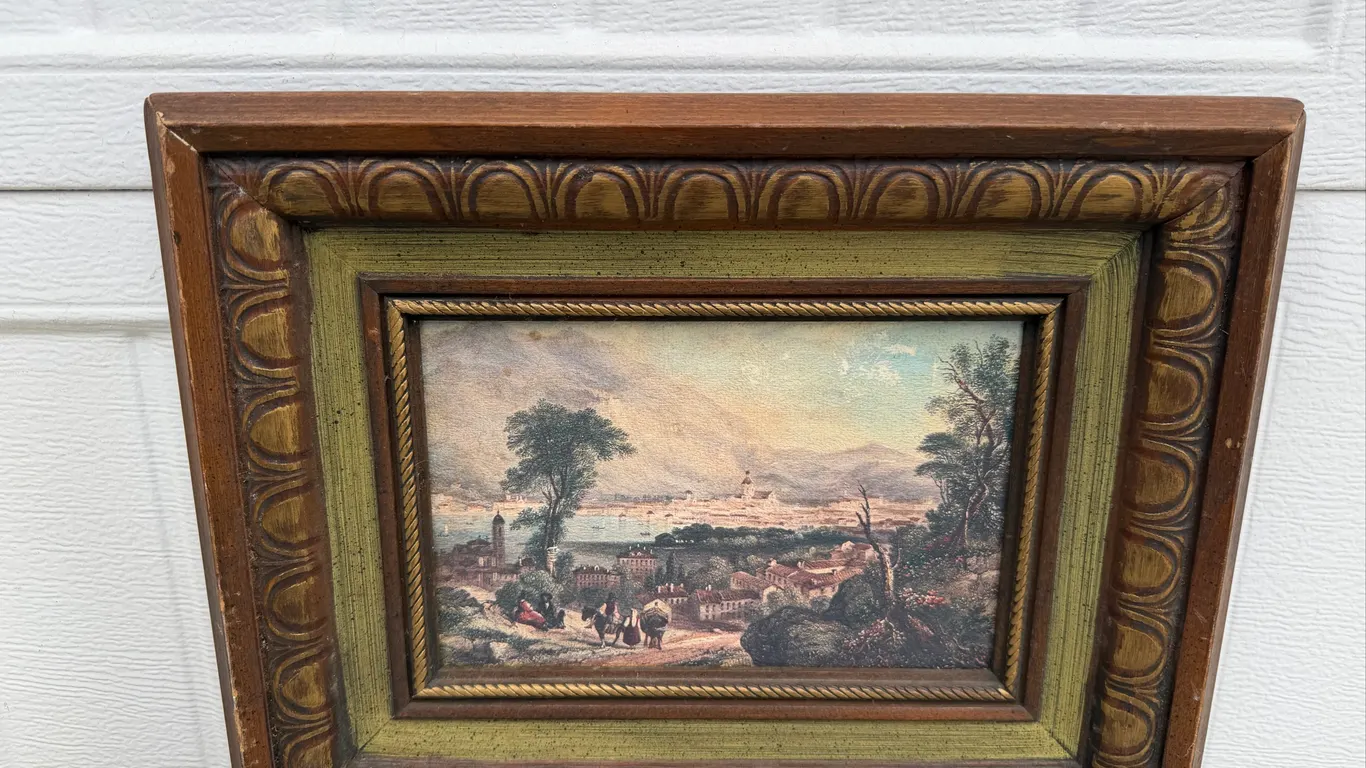Vintage Framed European Cityscape Print