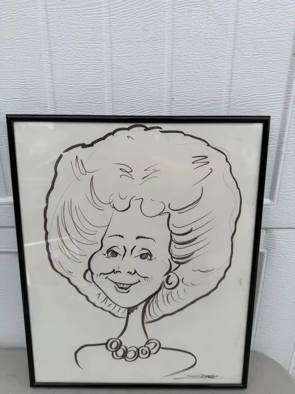 Signed Caricature Portrait Framed Drawing