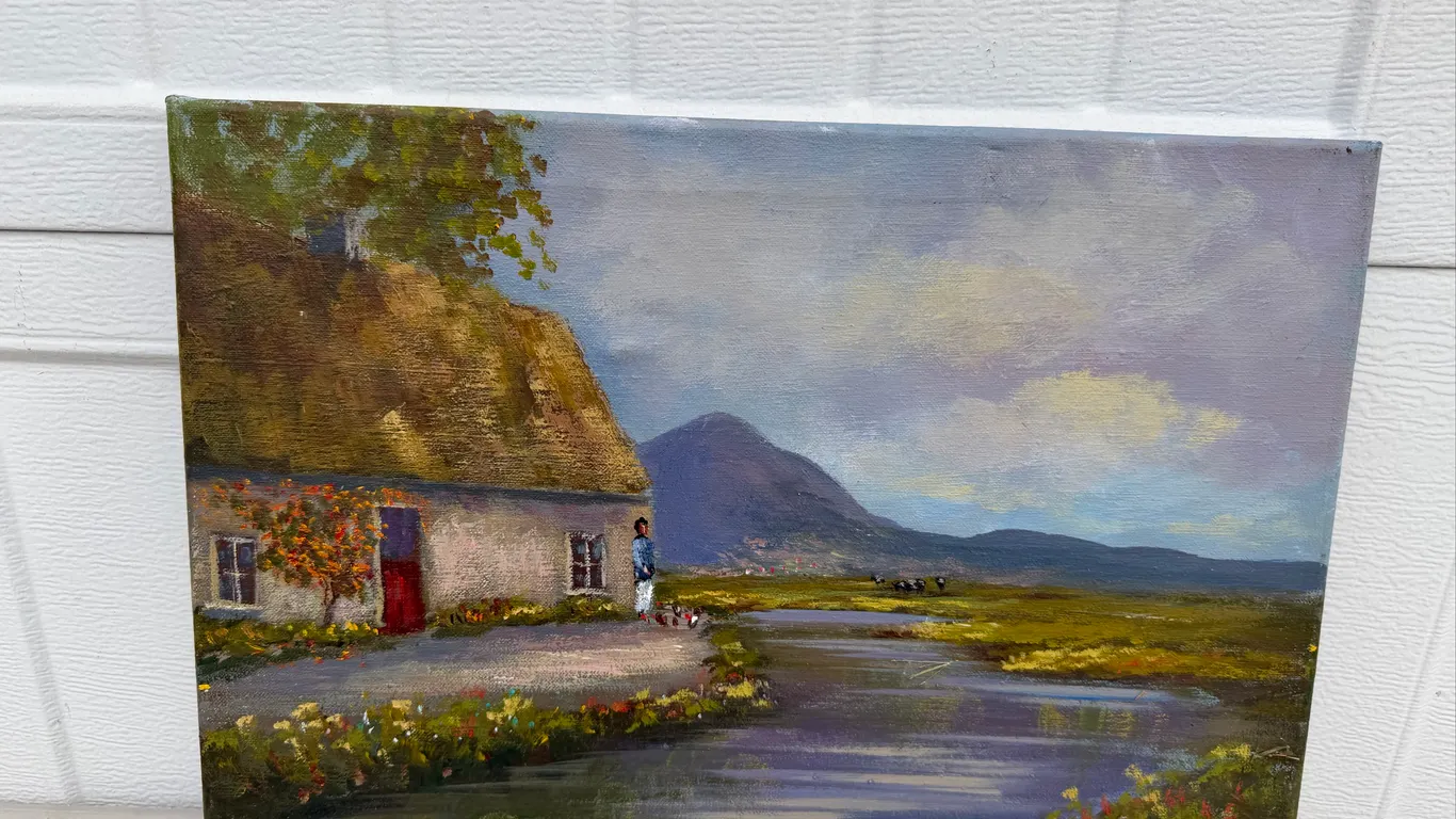 M. Manus Signed Cottage Landscape Painting