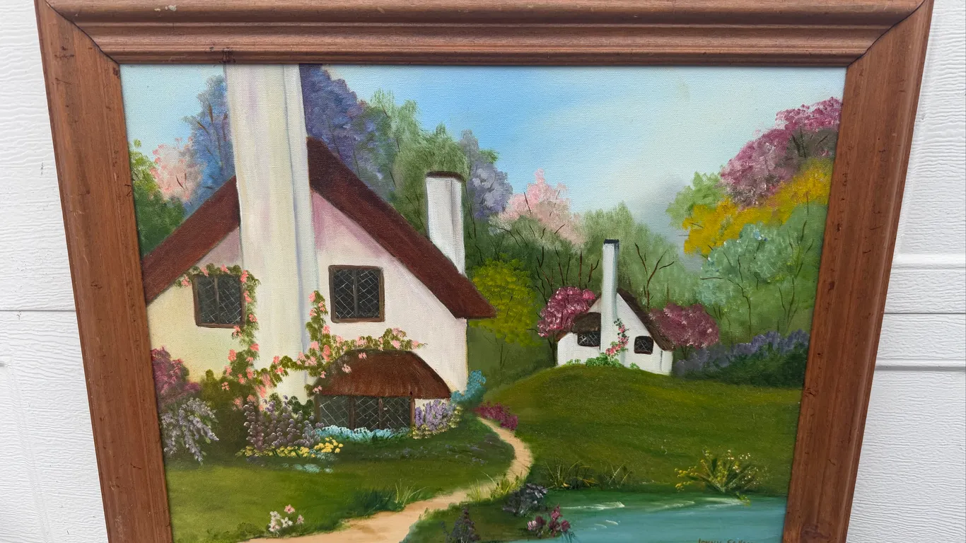 Jenny Schwartz Framed Cottage Garden Painting