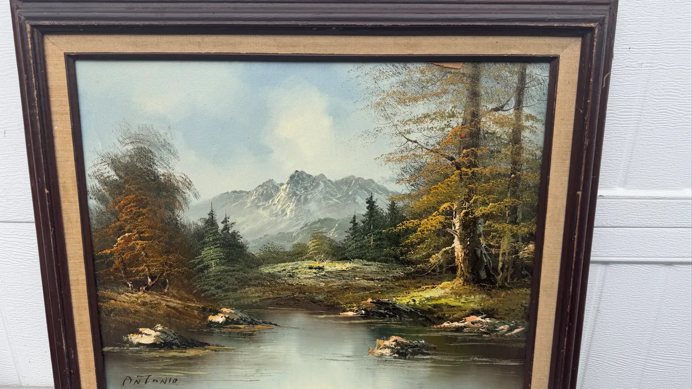 Signed Antonio Framed Mountain Landscape