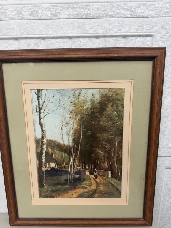 Framed Corot Woodland Path Landscape Print
