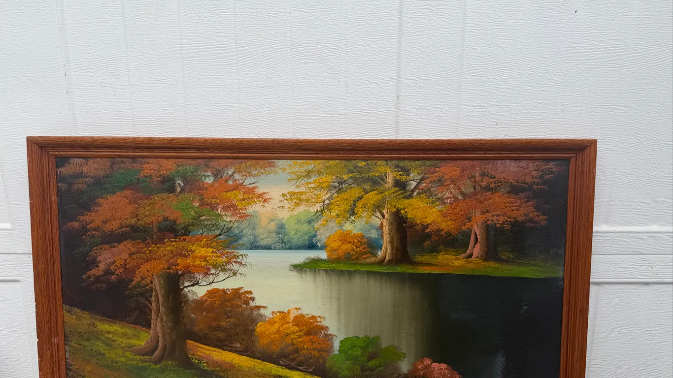 1951 Signed Framed Autumn Lake Painting