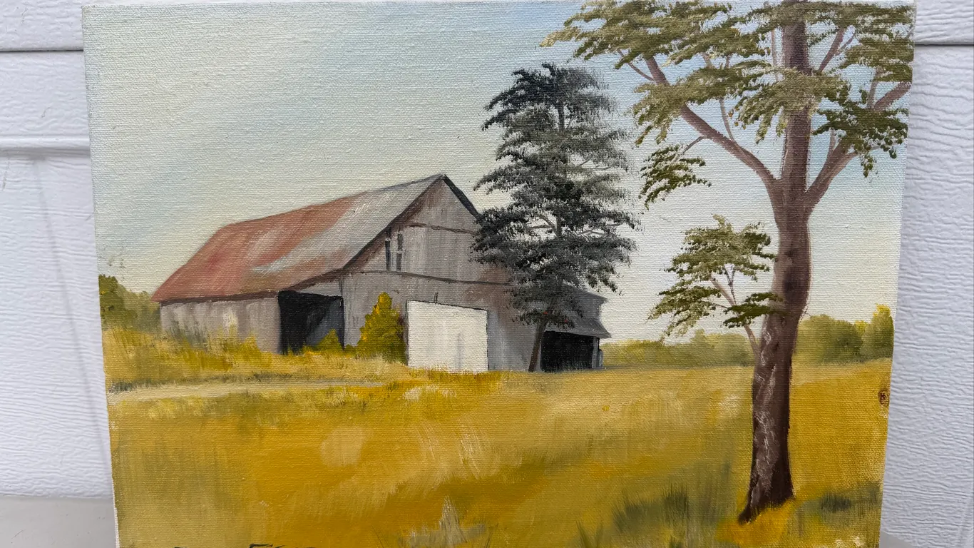 Doris Stanton Signed Barn Landscape Painting