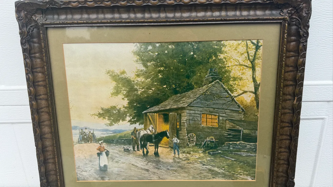 Vintage Horse Blacksmith Country Framed Print