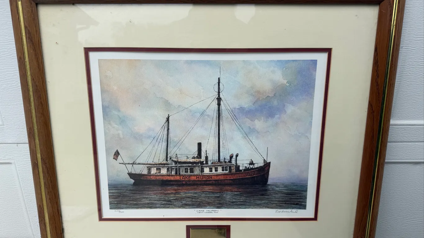 Lake Huron Light-Vessel No. 61 Signed Print