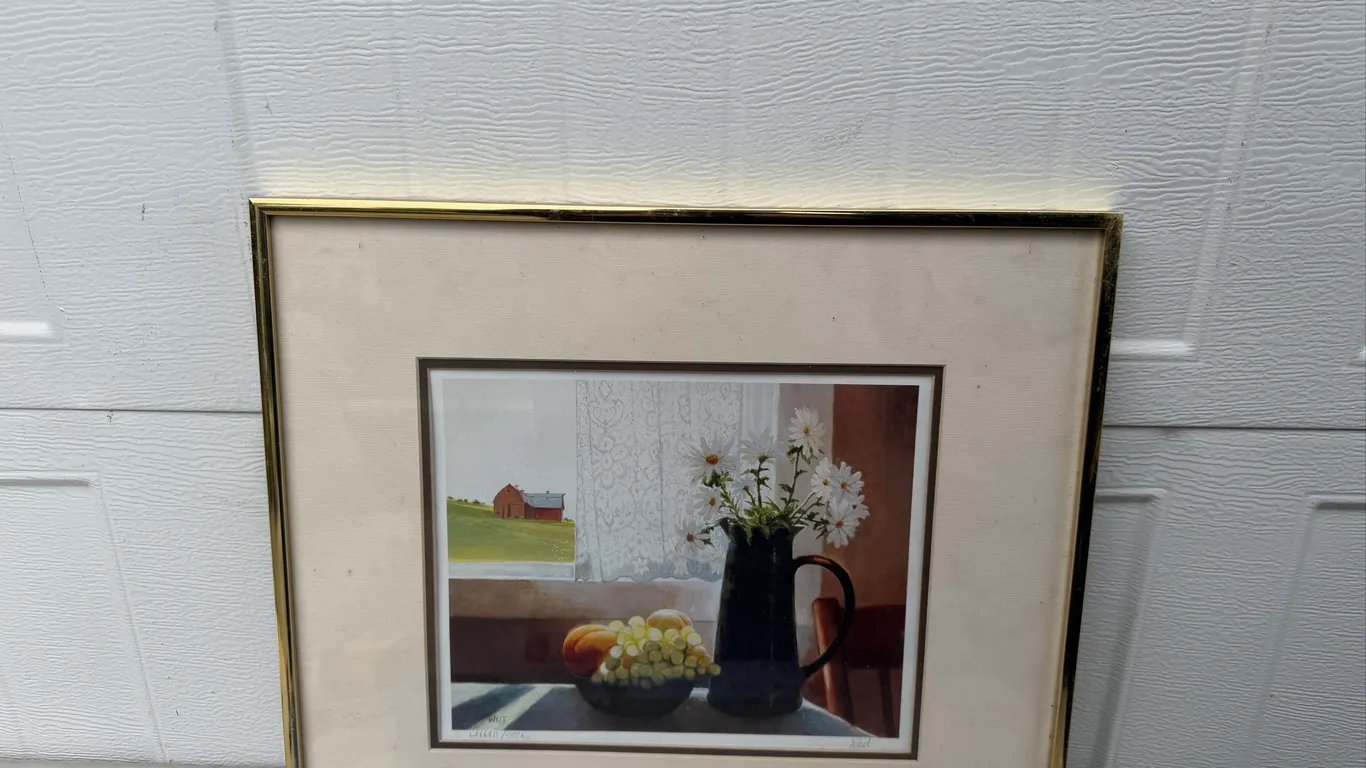 Signed West Red Barn Still Life Print