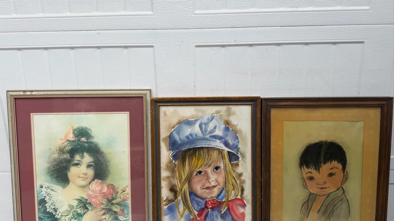 Lot of 3 Vintage Framed Child Portraits