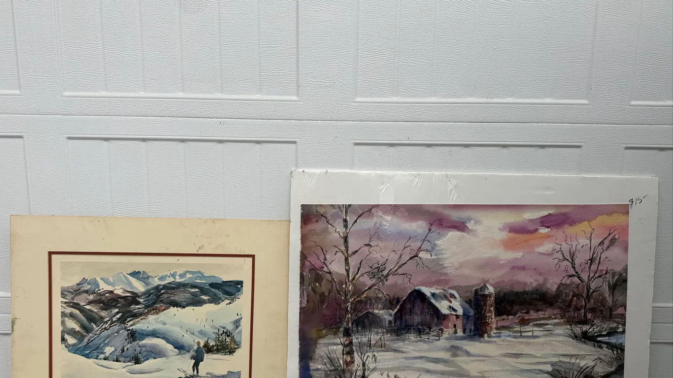 Lot of 2 Signed Winter Landscape Artworks